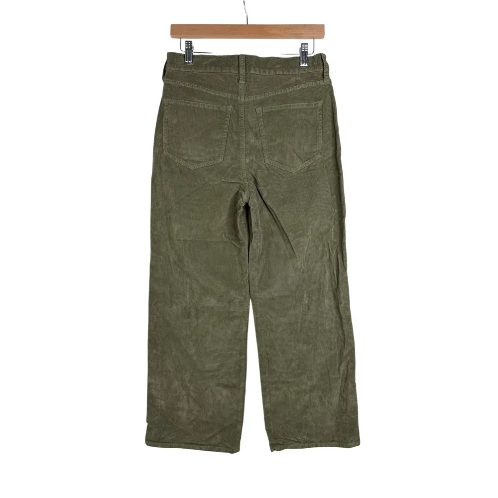 J. Crew Women's Wide Leg Corduroy Trouser Pants size 27 Olive Green CN715